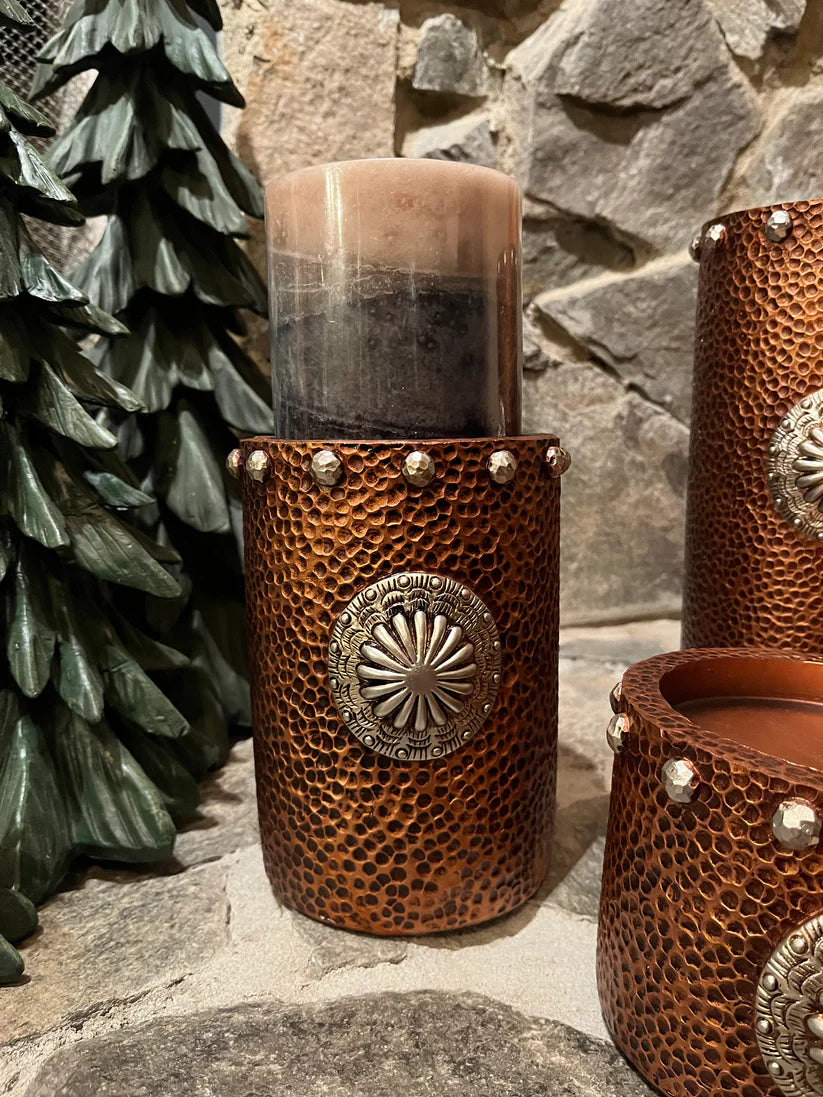 Copper candle pillar set