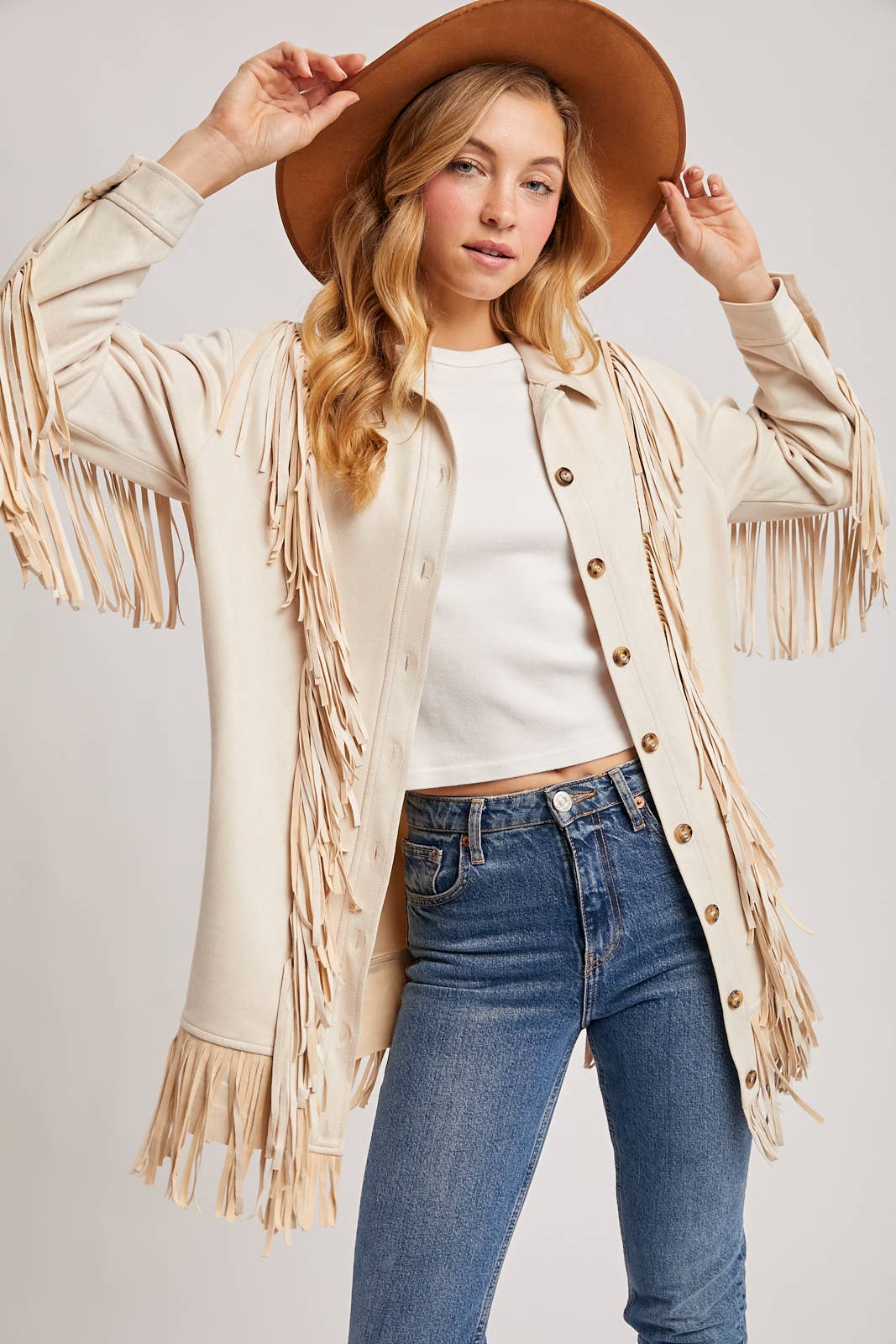 VEGAN SUEDE FRINGED JACKET
