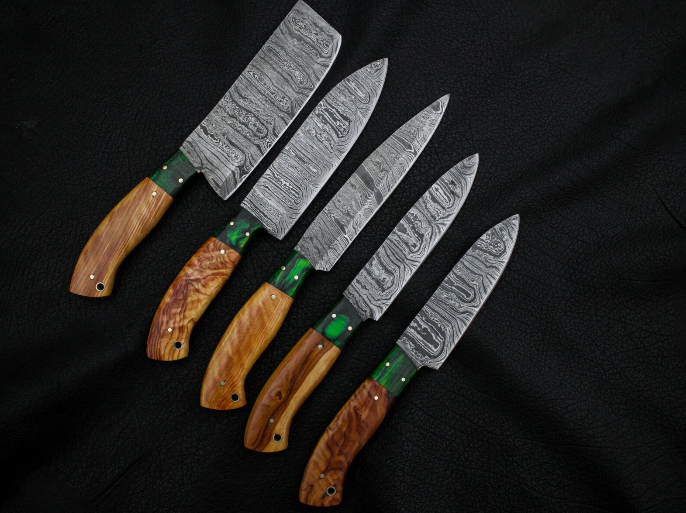 Handmade Damascus Steel Kitchen Chef Outdoor BBQ Knives.