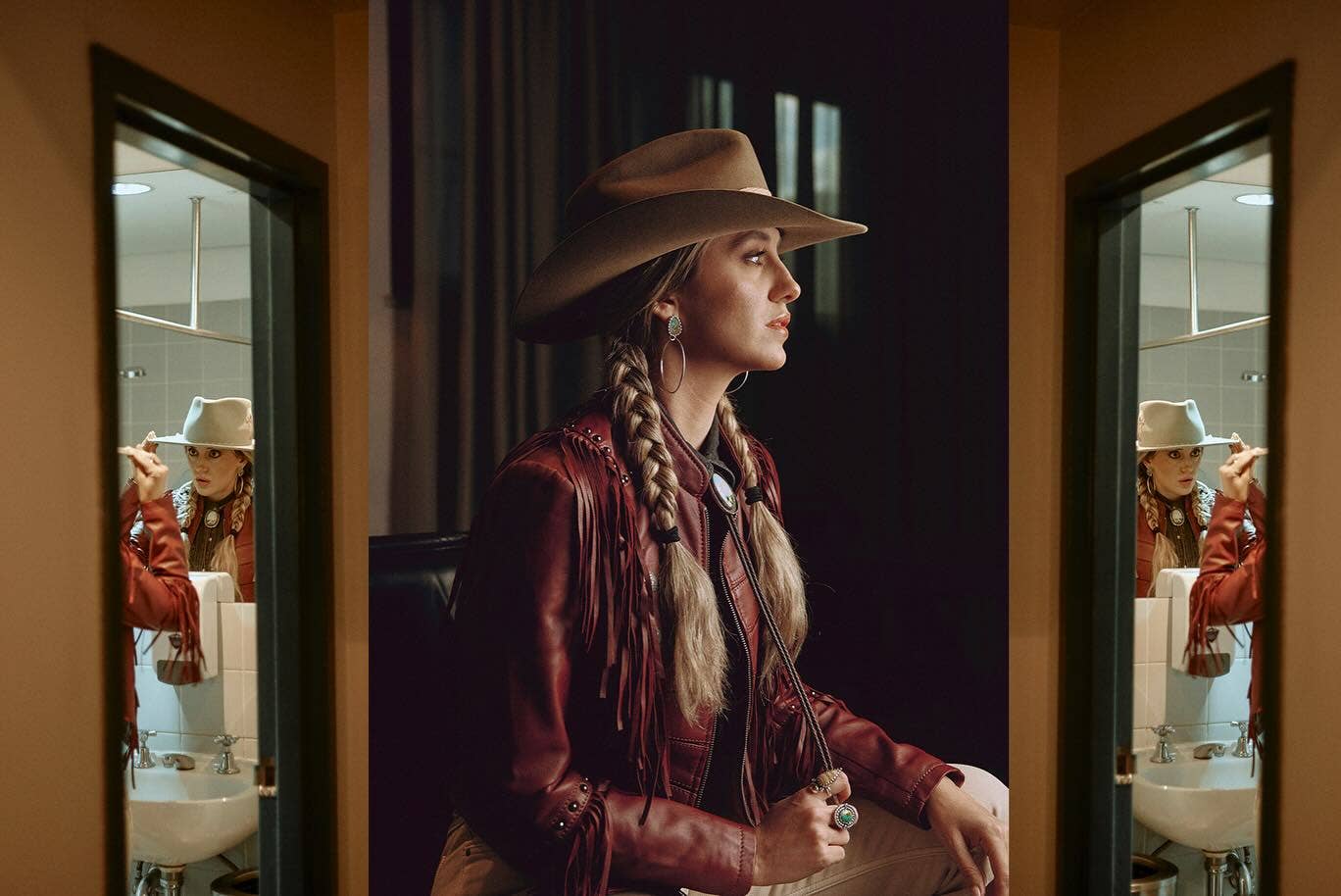 Soft and flattering deep red fringe leather jacket