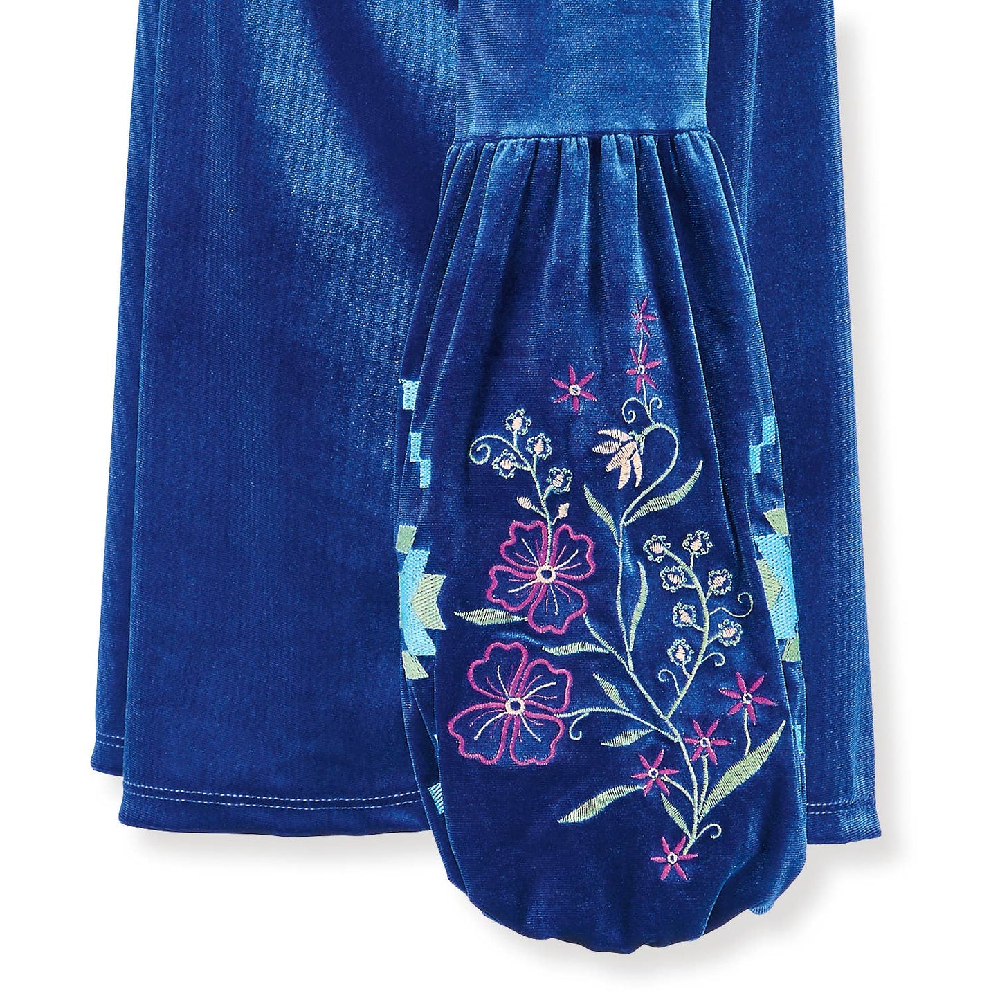 Ingrid Embroidered Velvet Top in rich deep blue