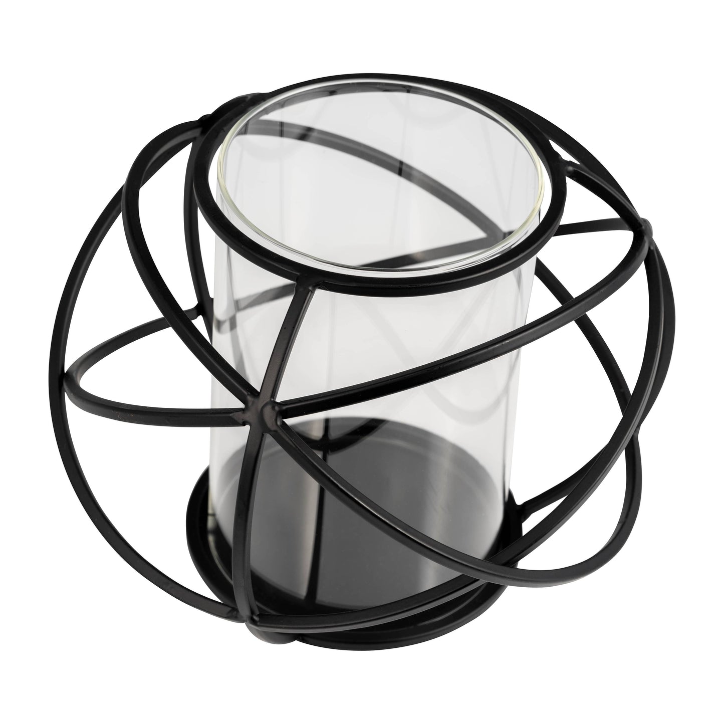 Rustic black metal swirl candle holders-set of 2