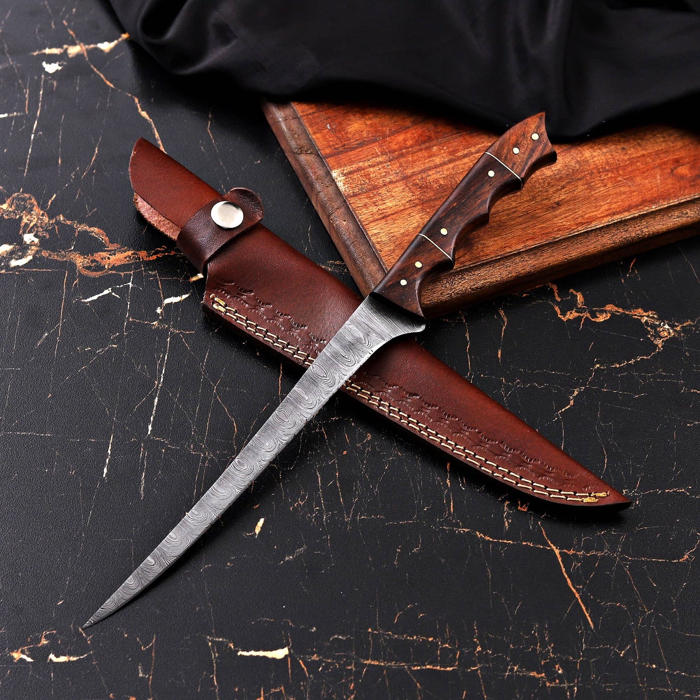 Fishing Fillet Knife Custom Damascus Steel Knife