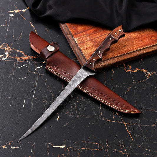 Fishing Fillet Knife Custom Damascus Steel Knife