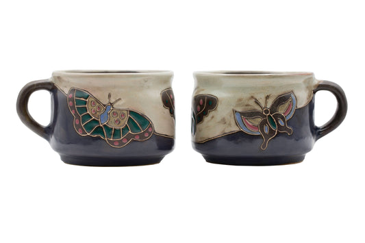 Mara Stoneware Butterfly Blue Stackable Mugs