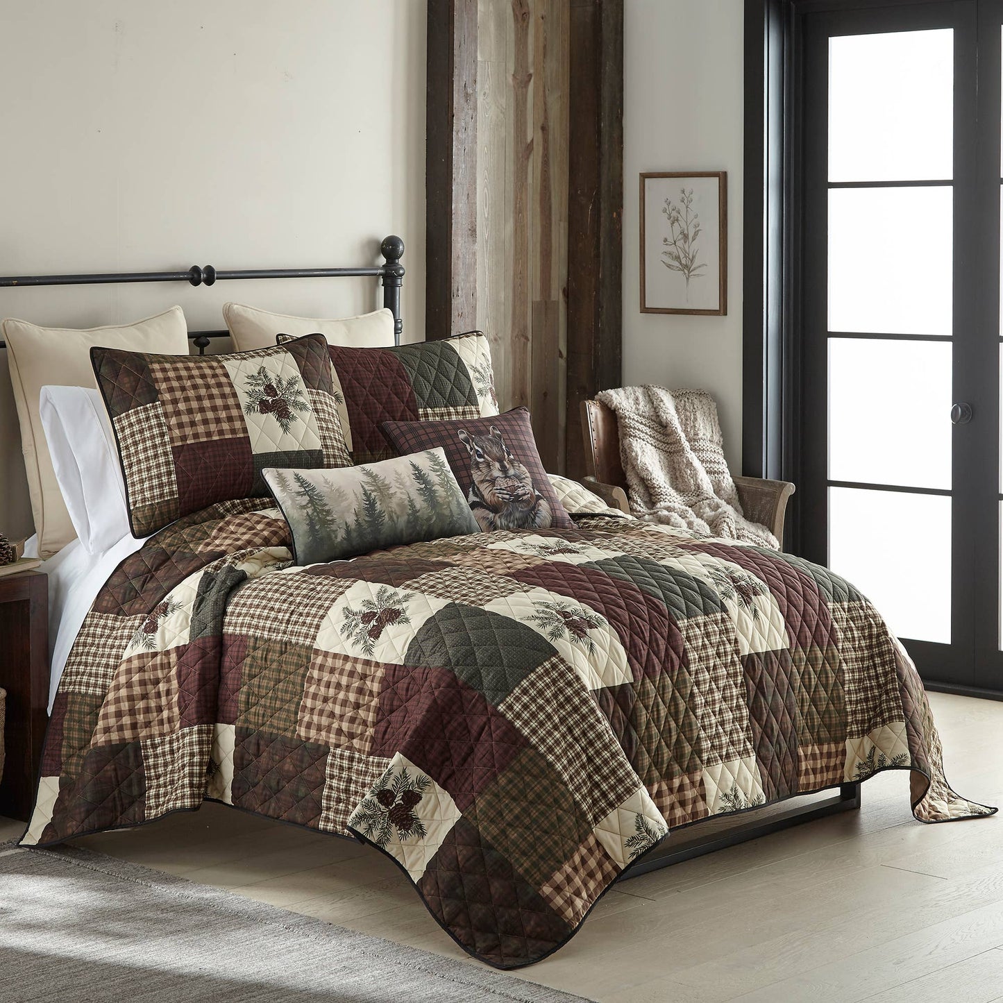 Pine Panels Polyester Queen Quilt set