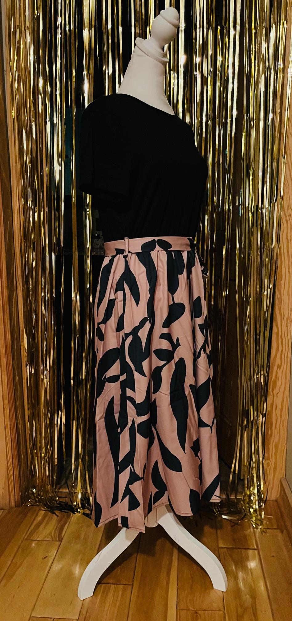 Black Split waist to floral pattern dress