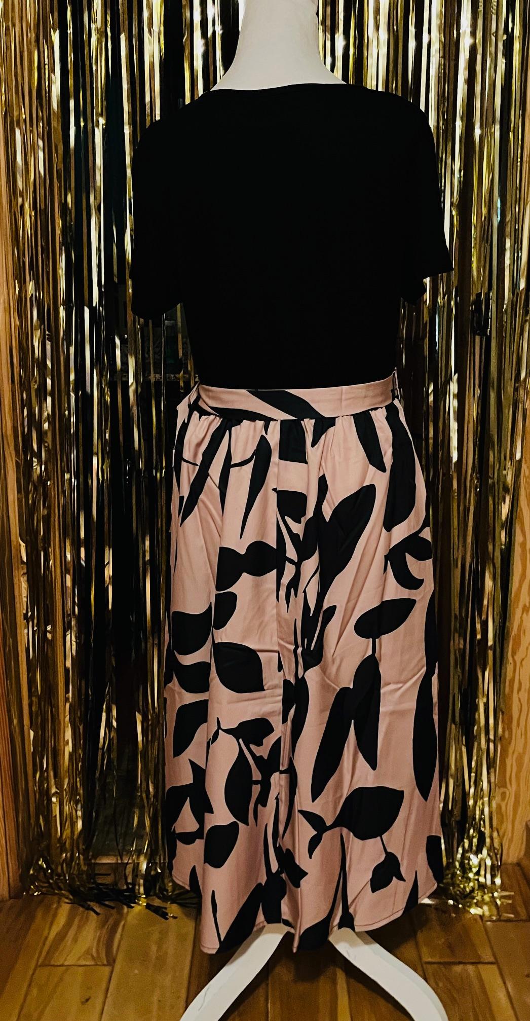 Black Split waist to floral pattern dress