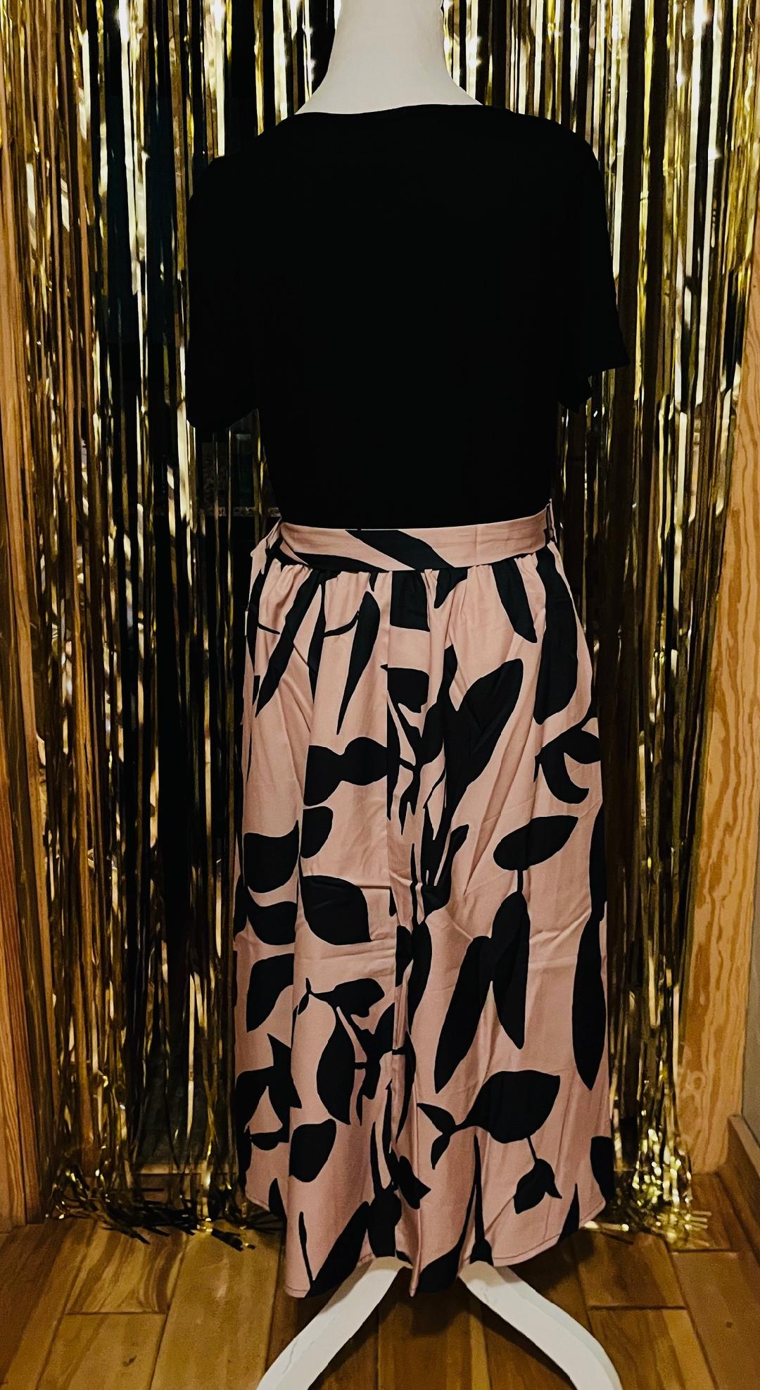 Black Split waist to floral pattern dress