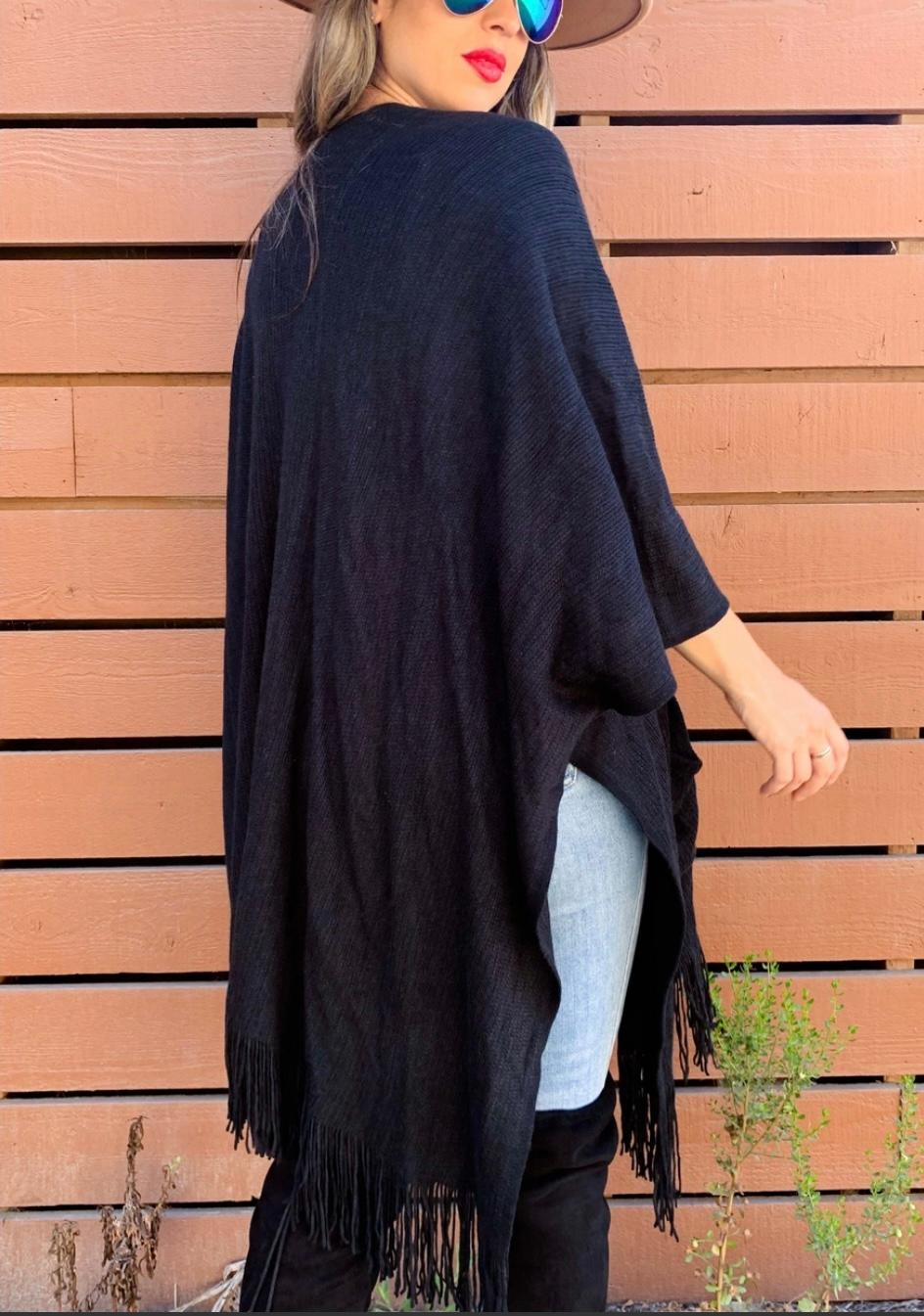 Black soft Knitted Cardigan Kimono