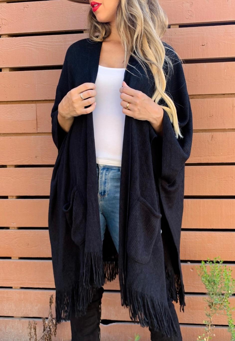 Black soft Knitted Cardigan Kimono
