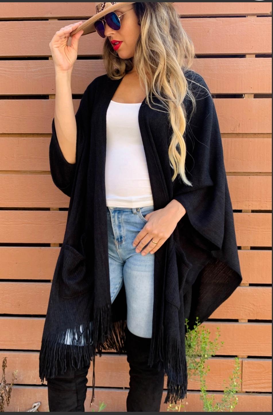 Black soft Knitted Cardigan Kimono