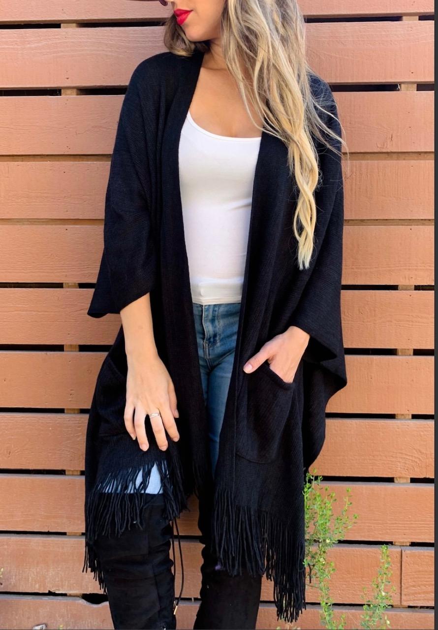 Black soft Knitted Cardigan Kimono