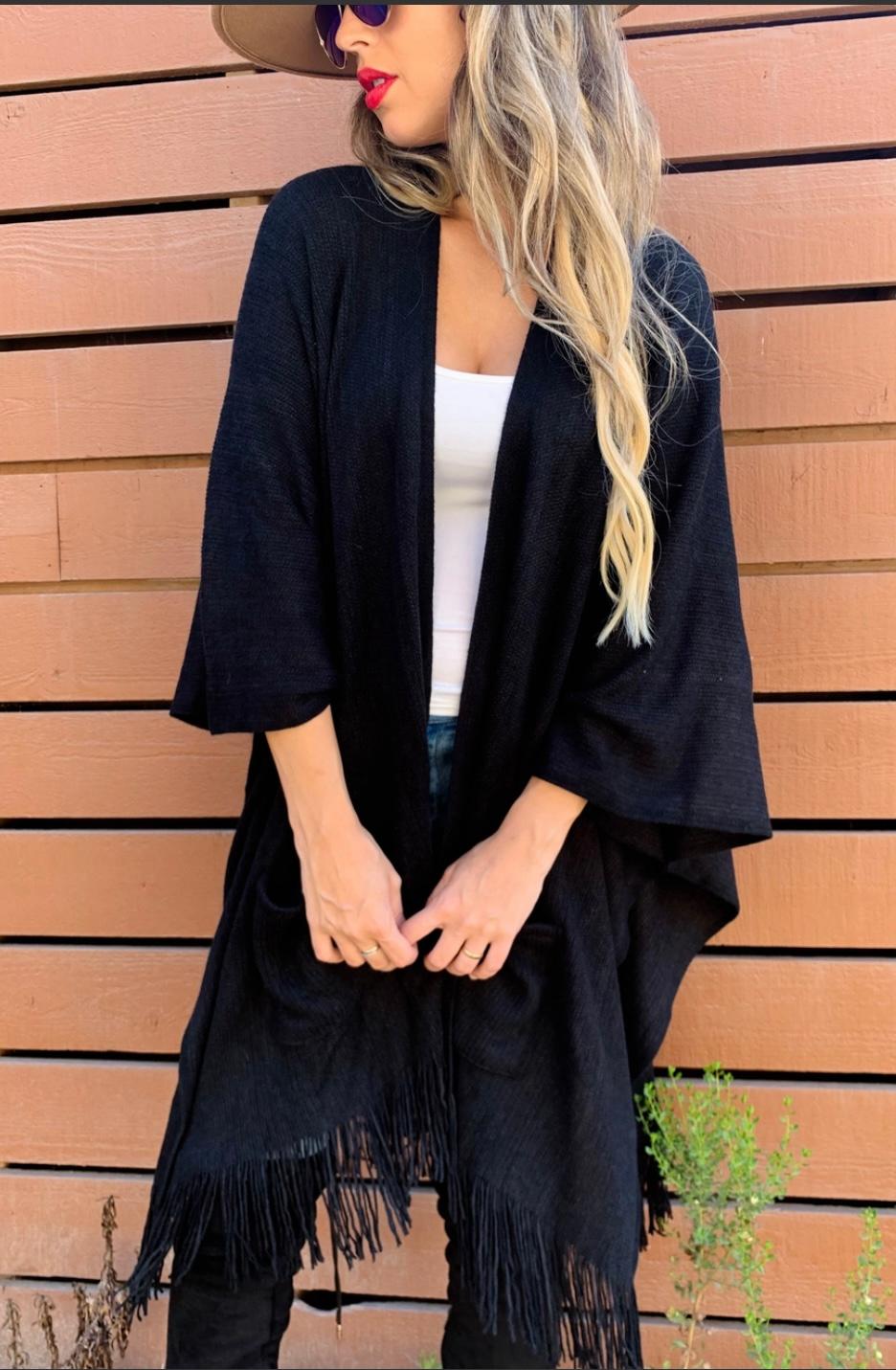 Black soft Knitted Cardigan Kimono