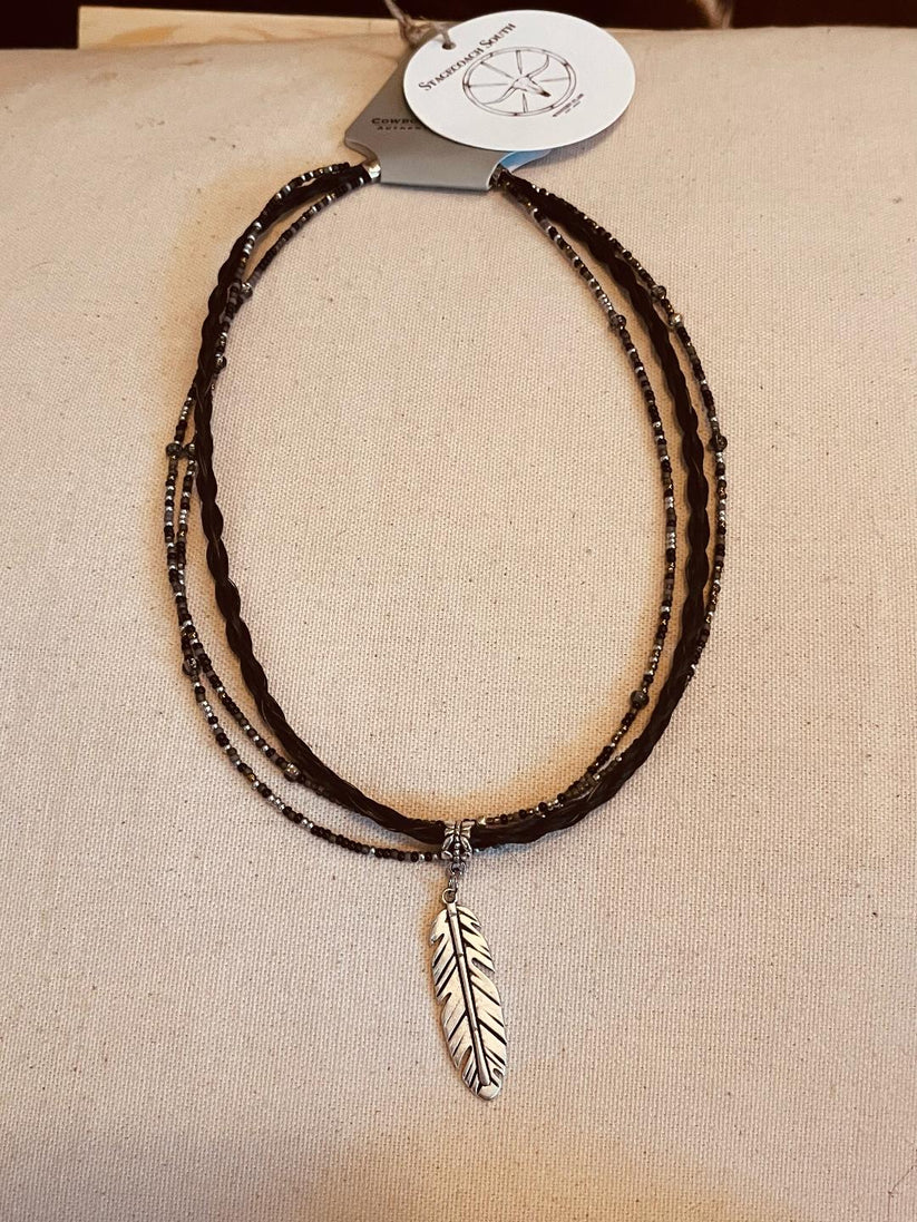Midnight Black Feather Necklace