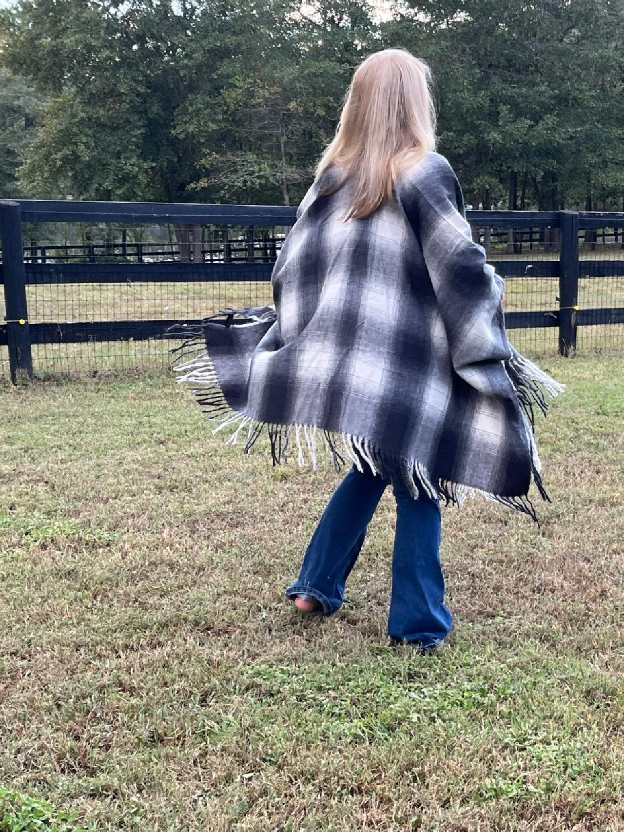Black Plaid Cozy Knitted Cardigan