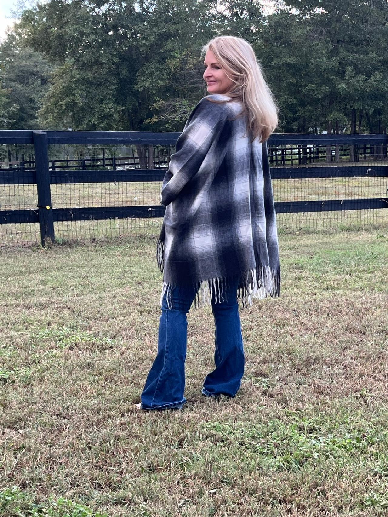 Black Plaid Cozy Knitted Cardigan