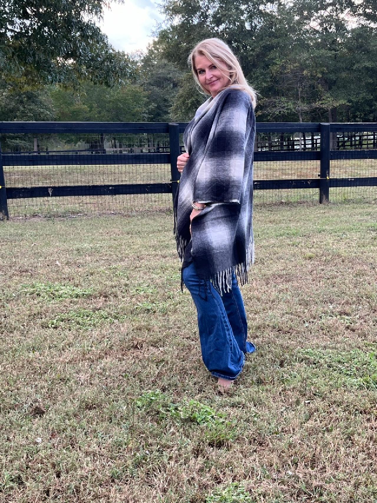 Black Plaid Cozy Knitted Cardigan