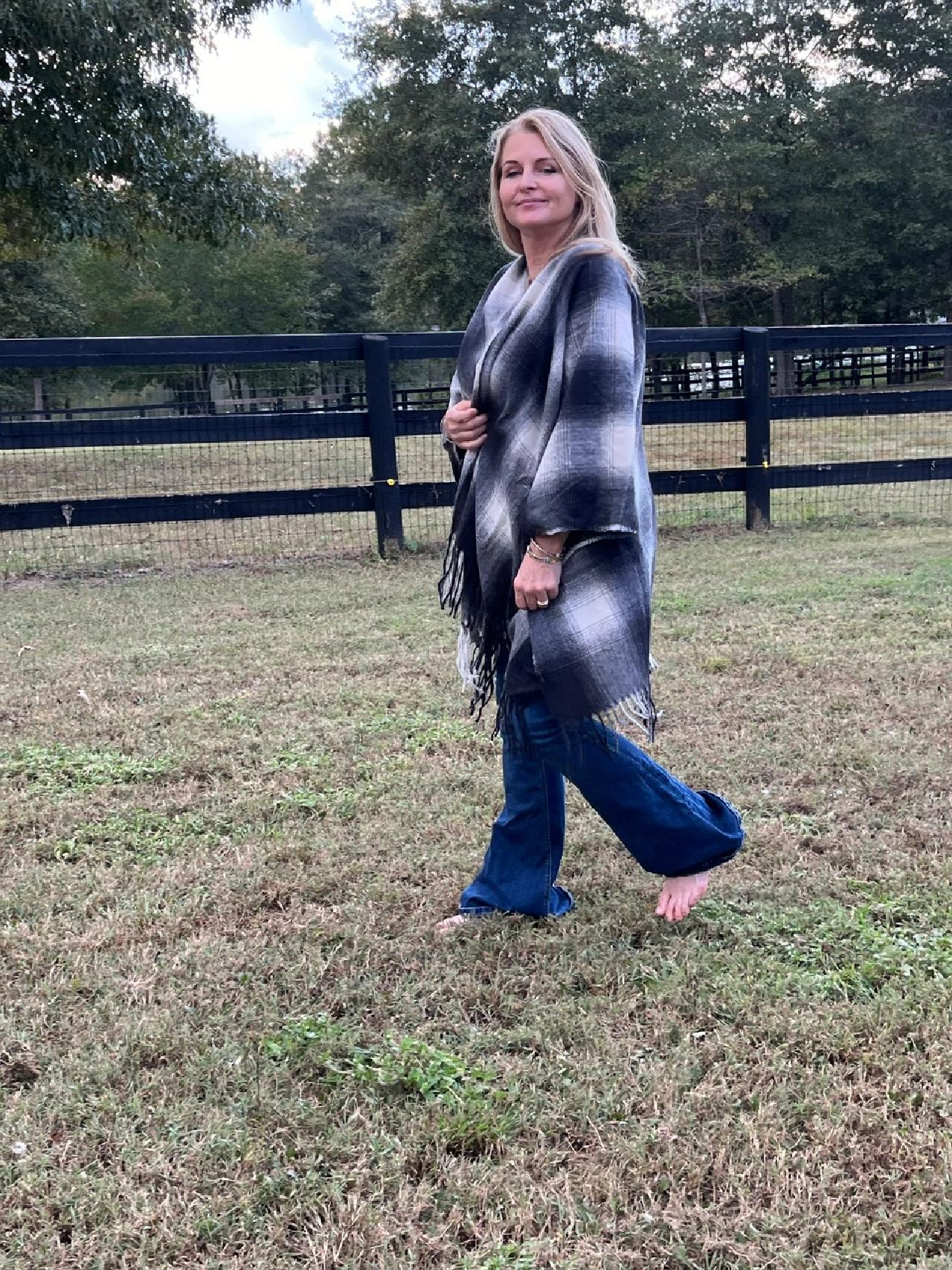 Black Plaid Cozy Knitted Cardigan