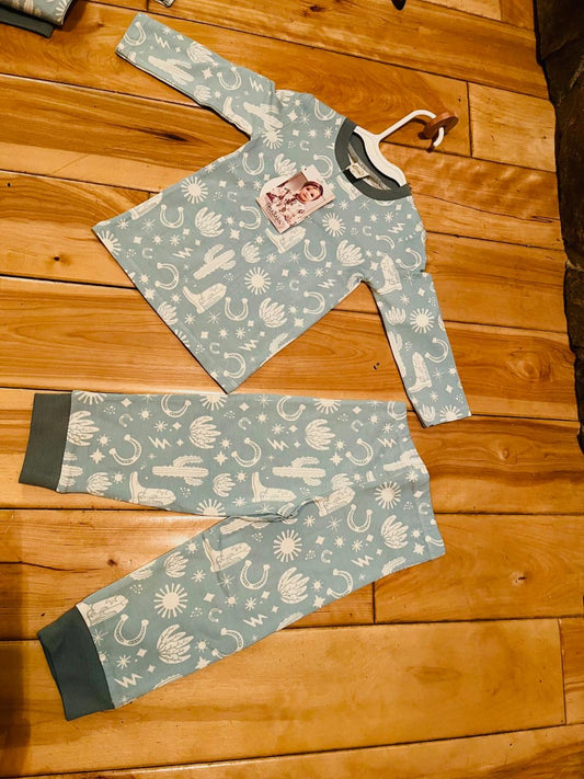 Blue Western two-piece Pajama set