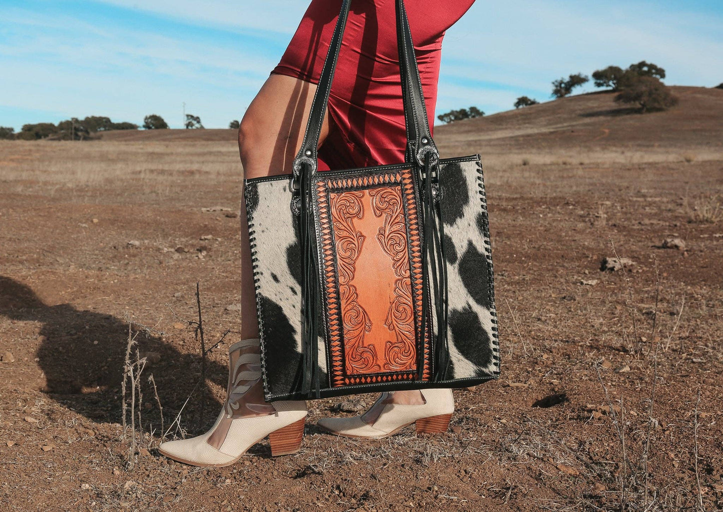 Luxe Cowgirl Tote a Haute Southern Hyde Cowhide Purse