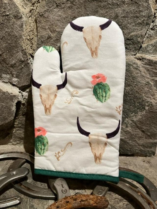 Skull and Cactus Oven Mitt