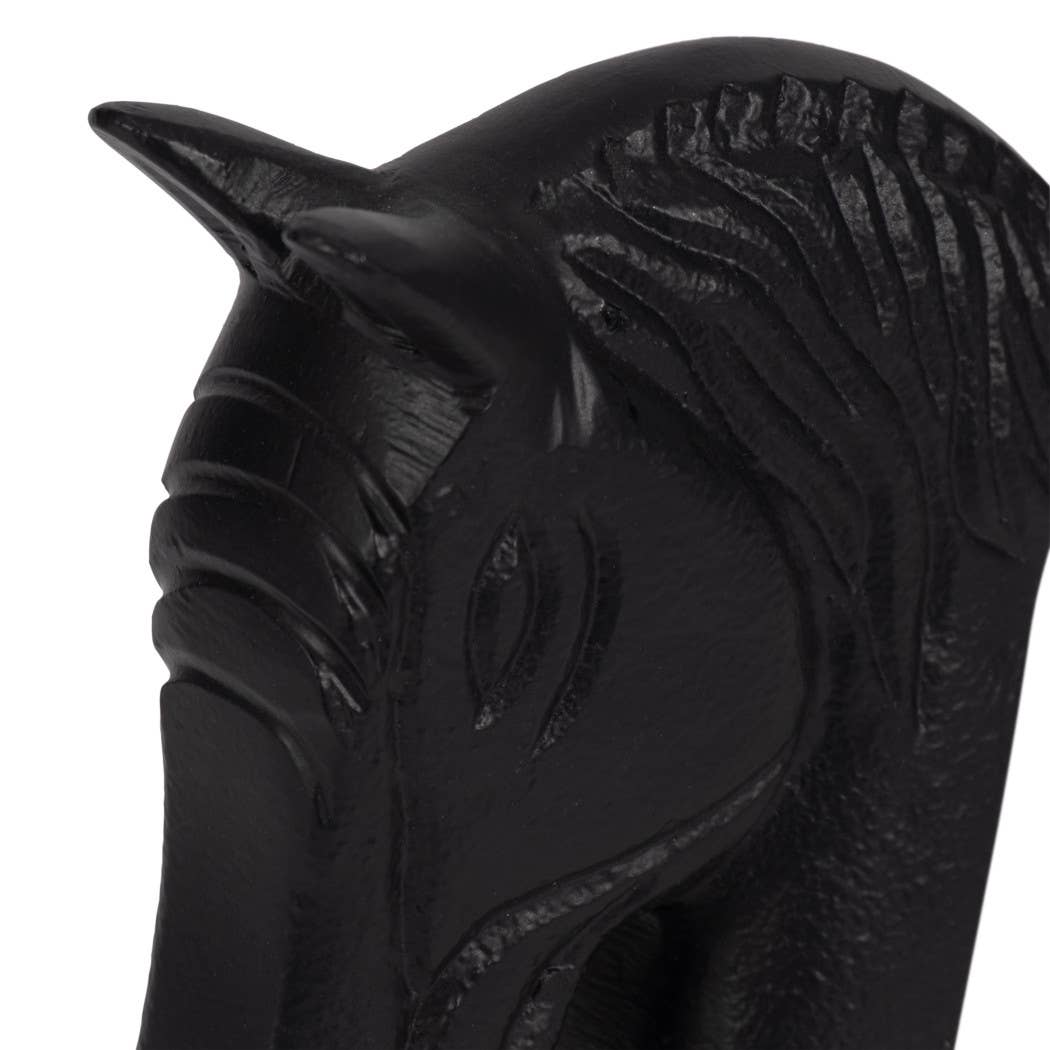 White/Black Metal Horse Head bookends on marble bases