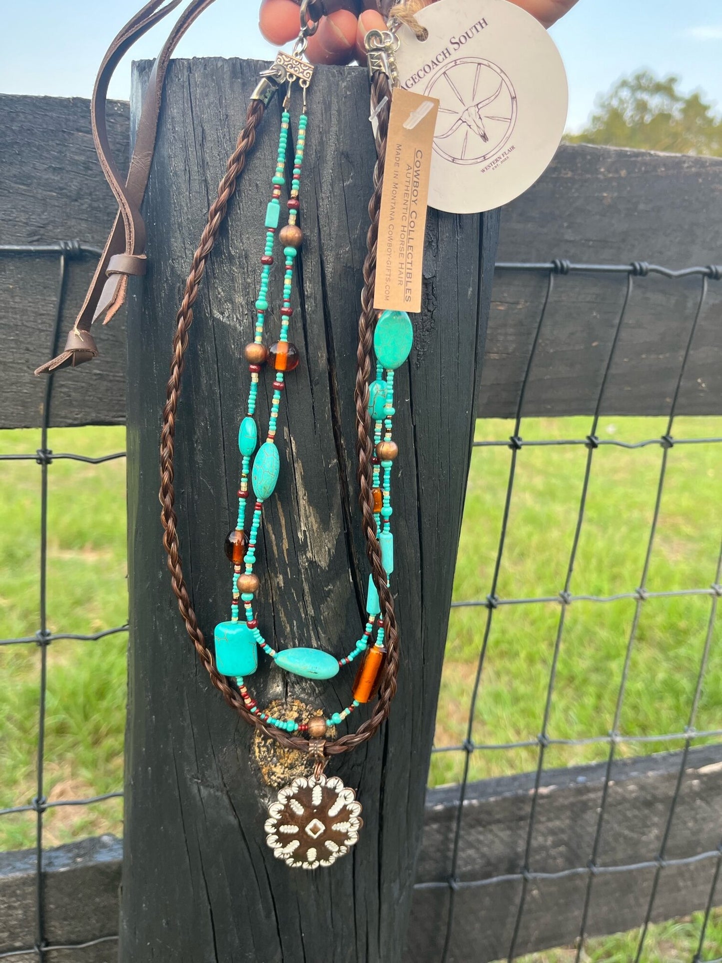Turquoise Concho Necklace