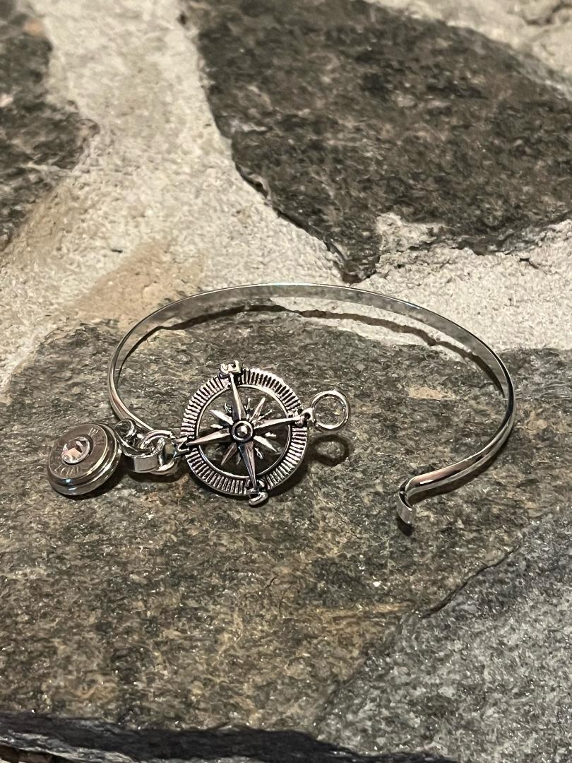 Silver Compass & Bullet Bracelet