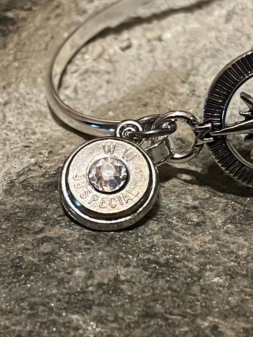 Silver Compass & Bullet Bracelet
