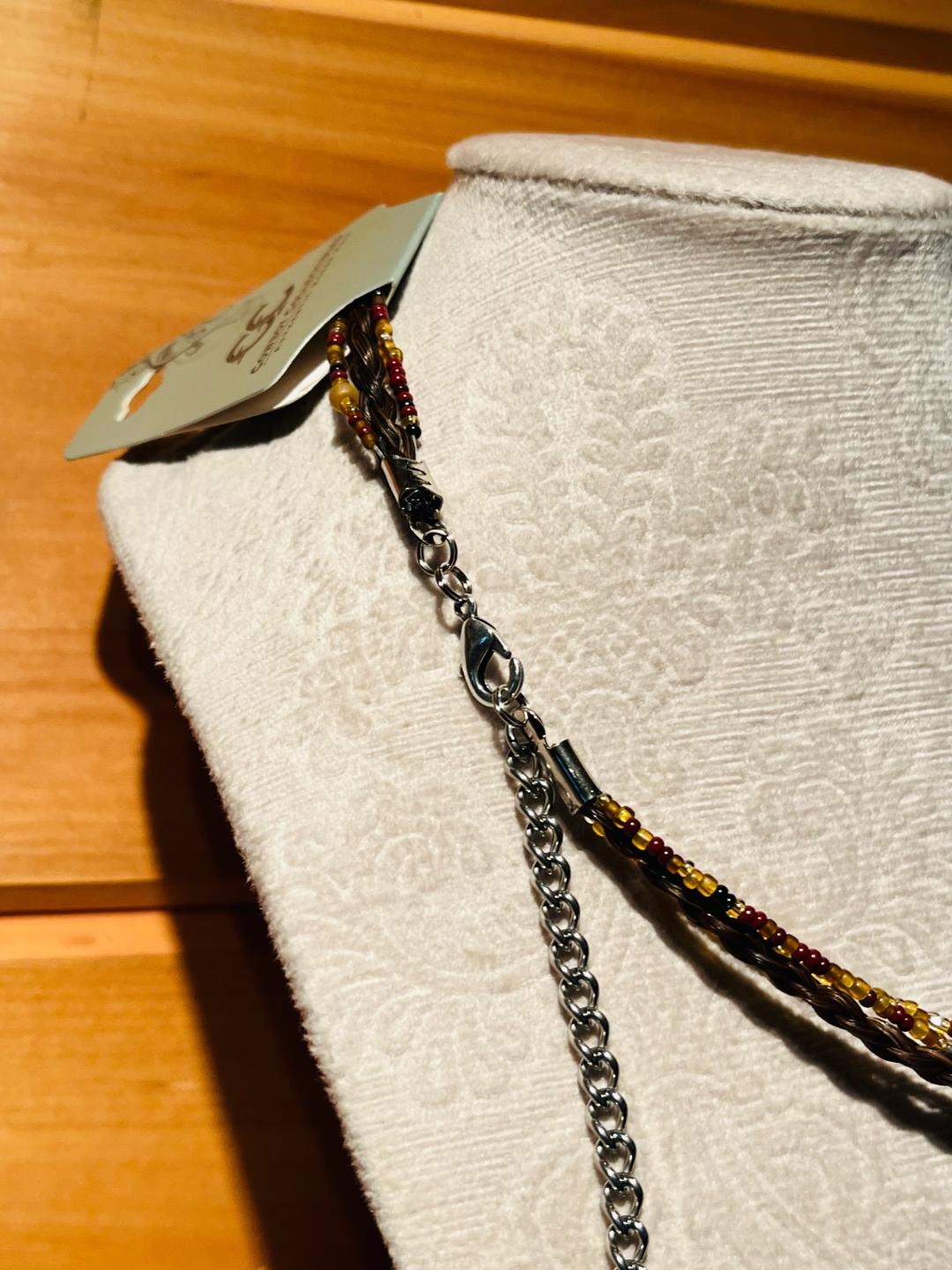 Copper Beaded Feather Necklace