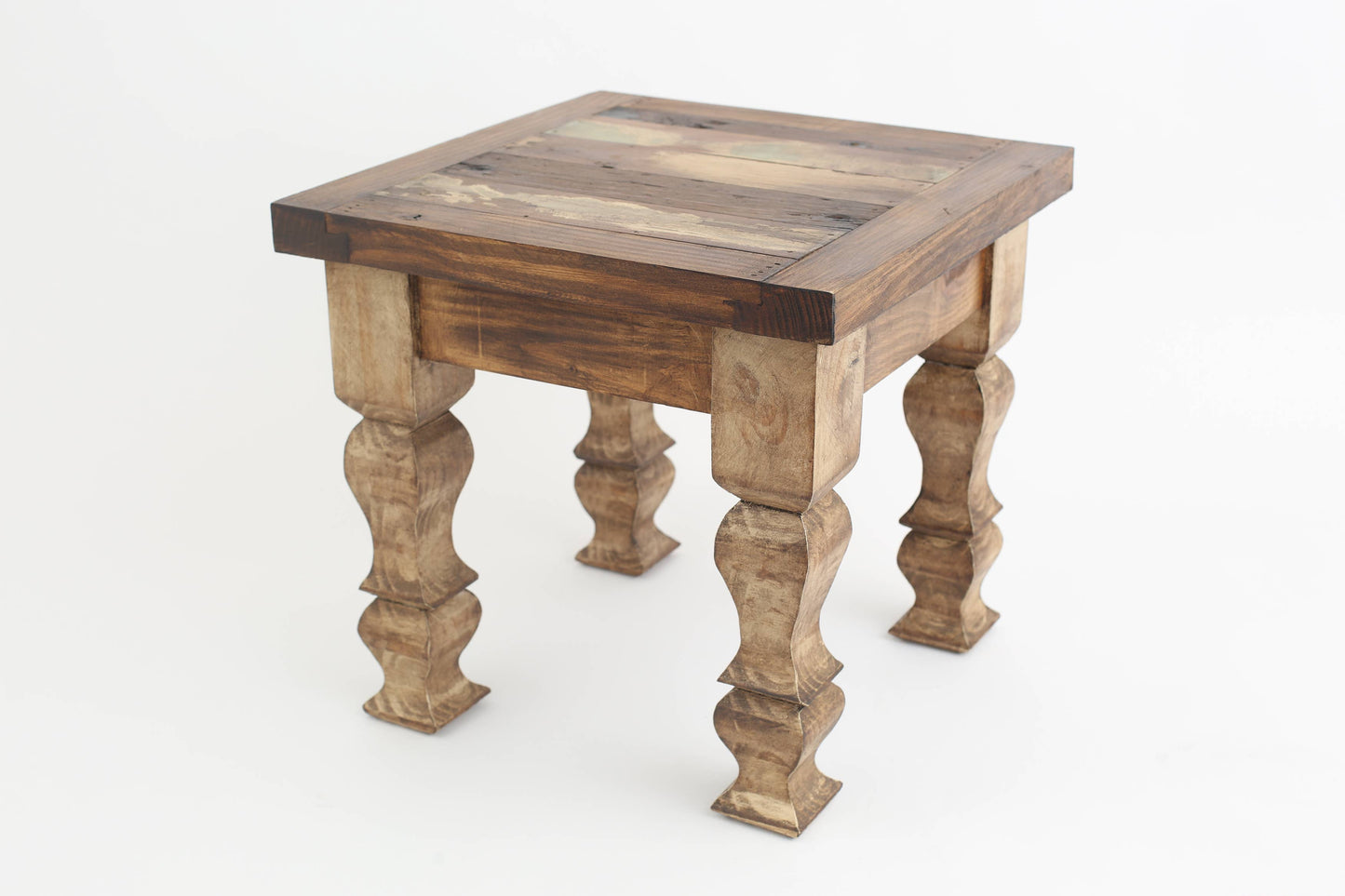Reclaimed Wood End Table-Repurposed-18x18x17H inches