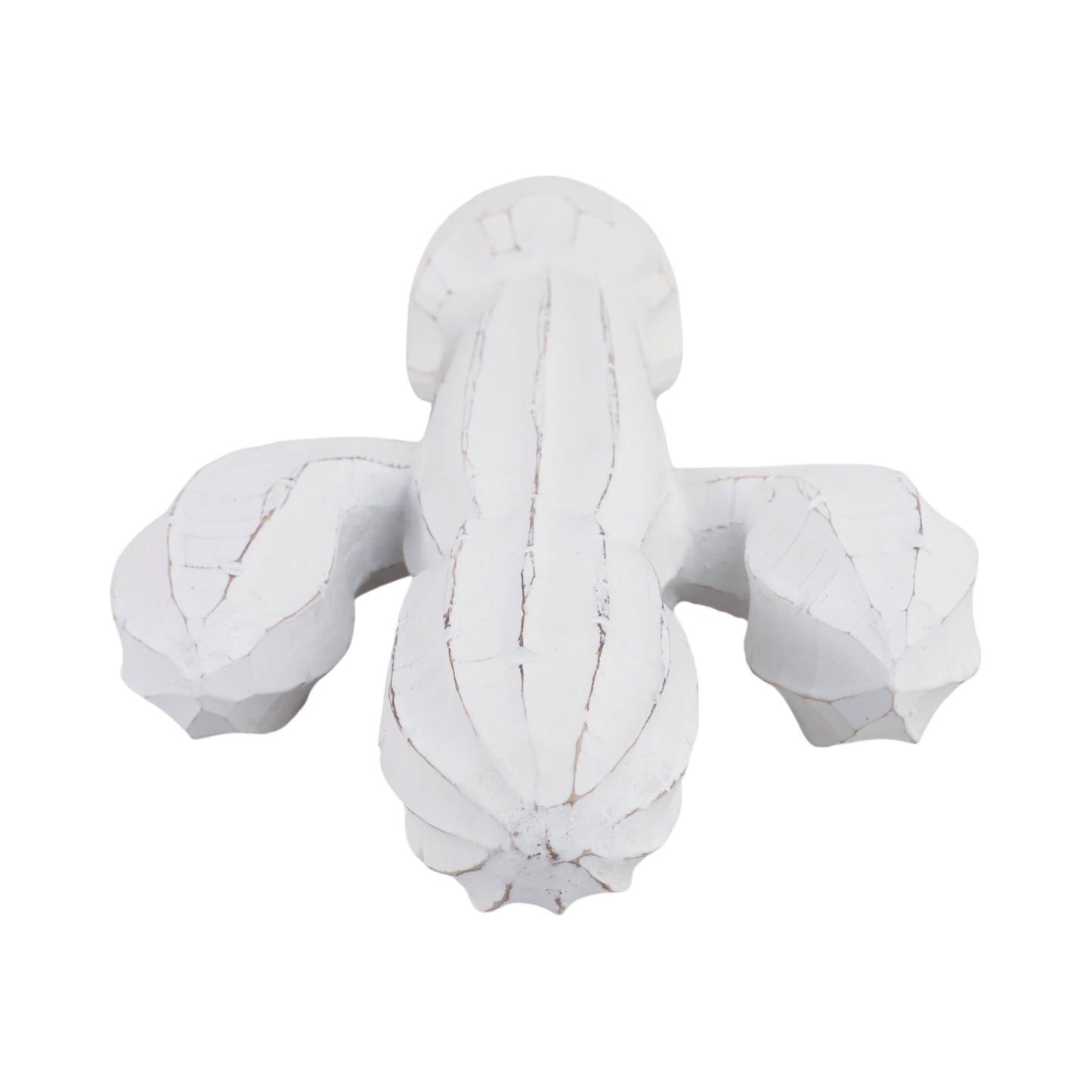 Wood Carved Cactus Decorative Figurine - White, 18 in.