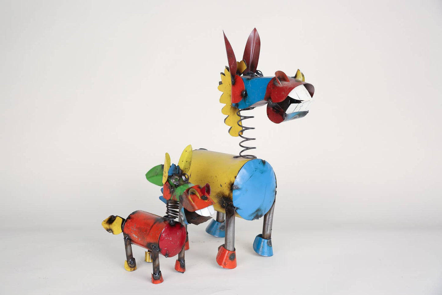 Colorful  Metal Springy Donkey-Garden-Yard Art-Two Sizes