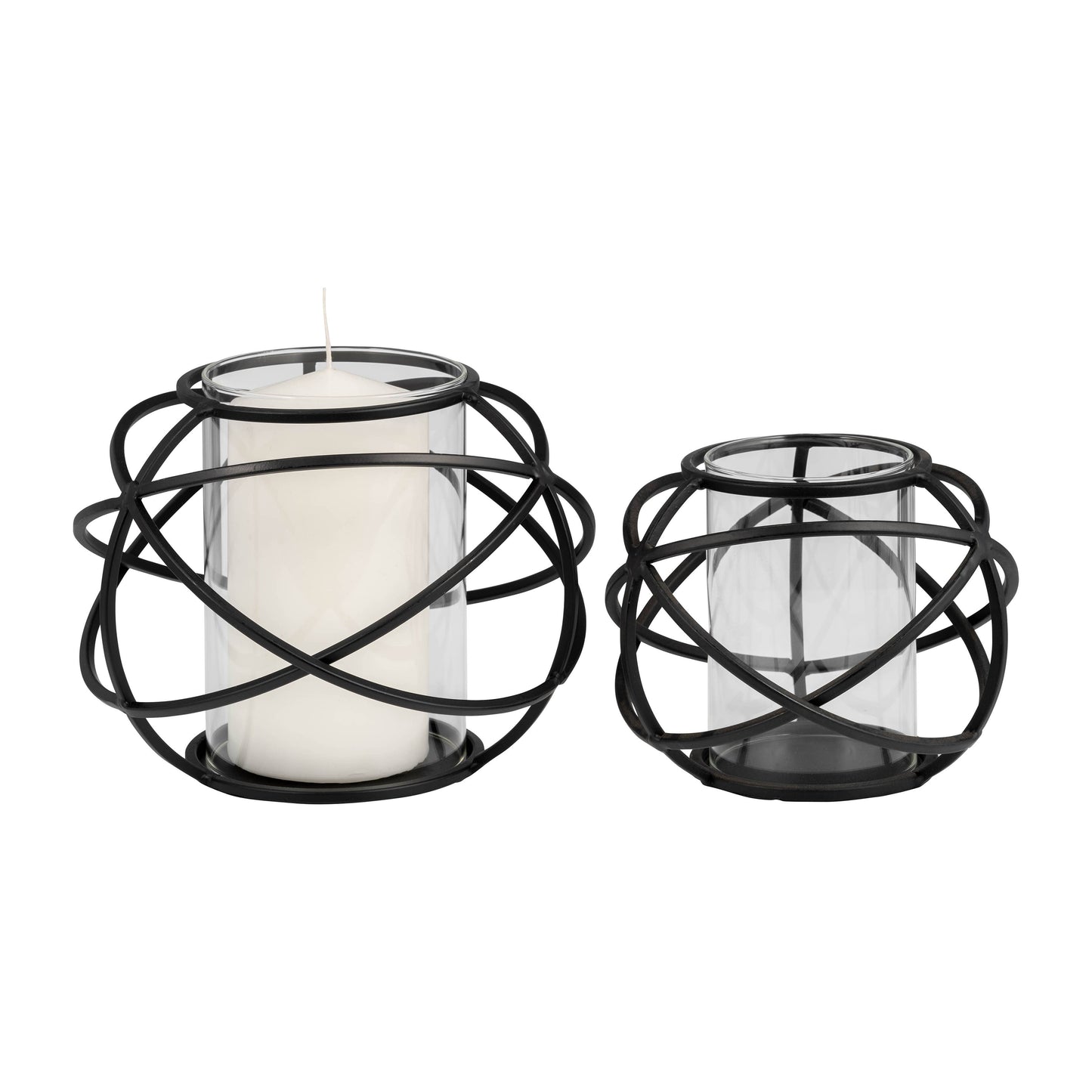 Rustic black metal swirl candle holders-set of 2