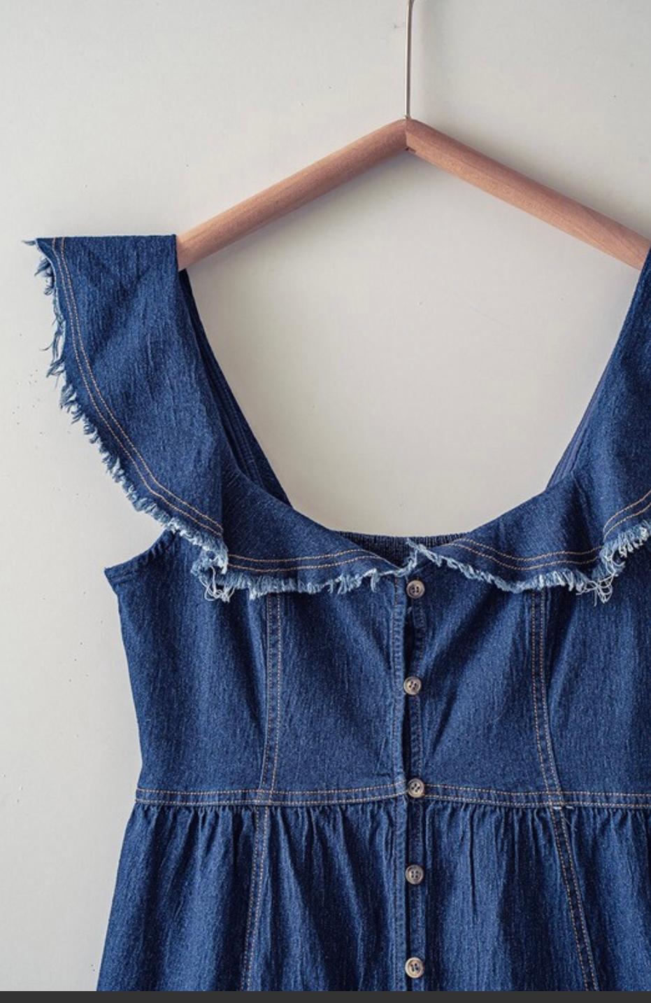 Flirty Shoulder Denim Maxi dress