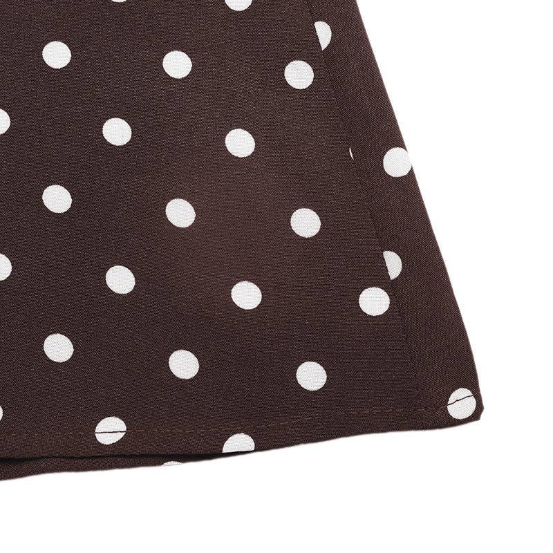 Brown Polka Dot Square Neck Sleeveless Maxi Dress Summer Vacation