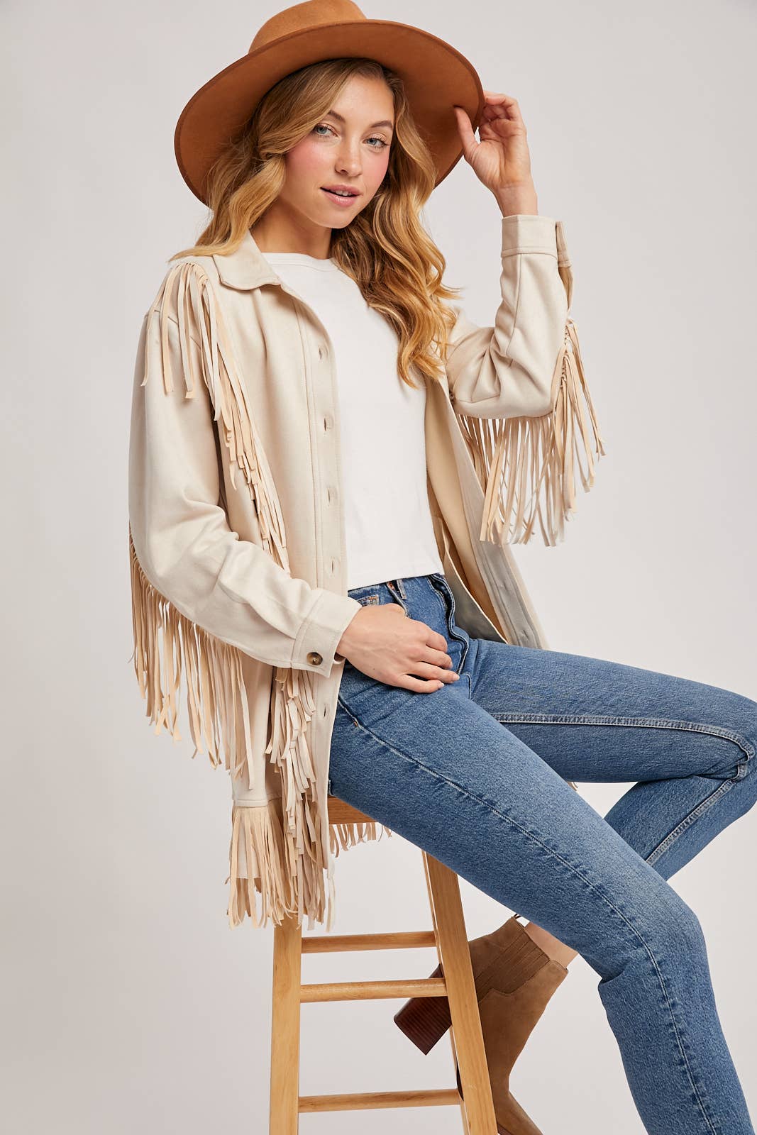 VEGAN SUEDE FRINGED JACKET