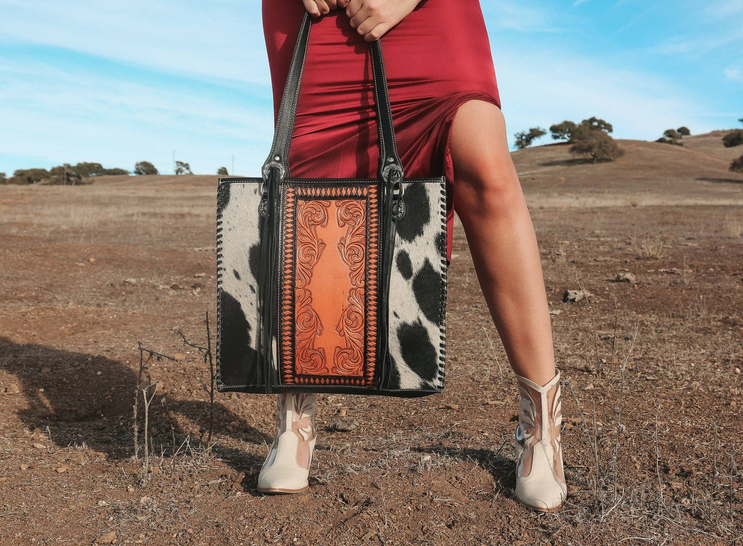 Luxe Cowgirl Tote a Haute Southern Hyde Cowhide Purse