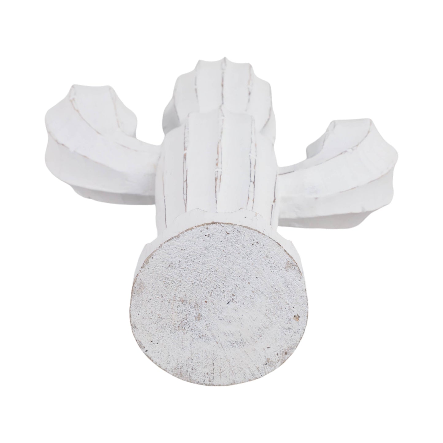 Wood Carved Cactus Decorative Figurine - White, 18 in.