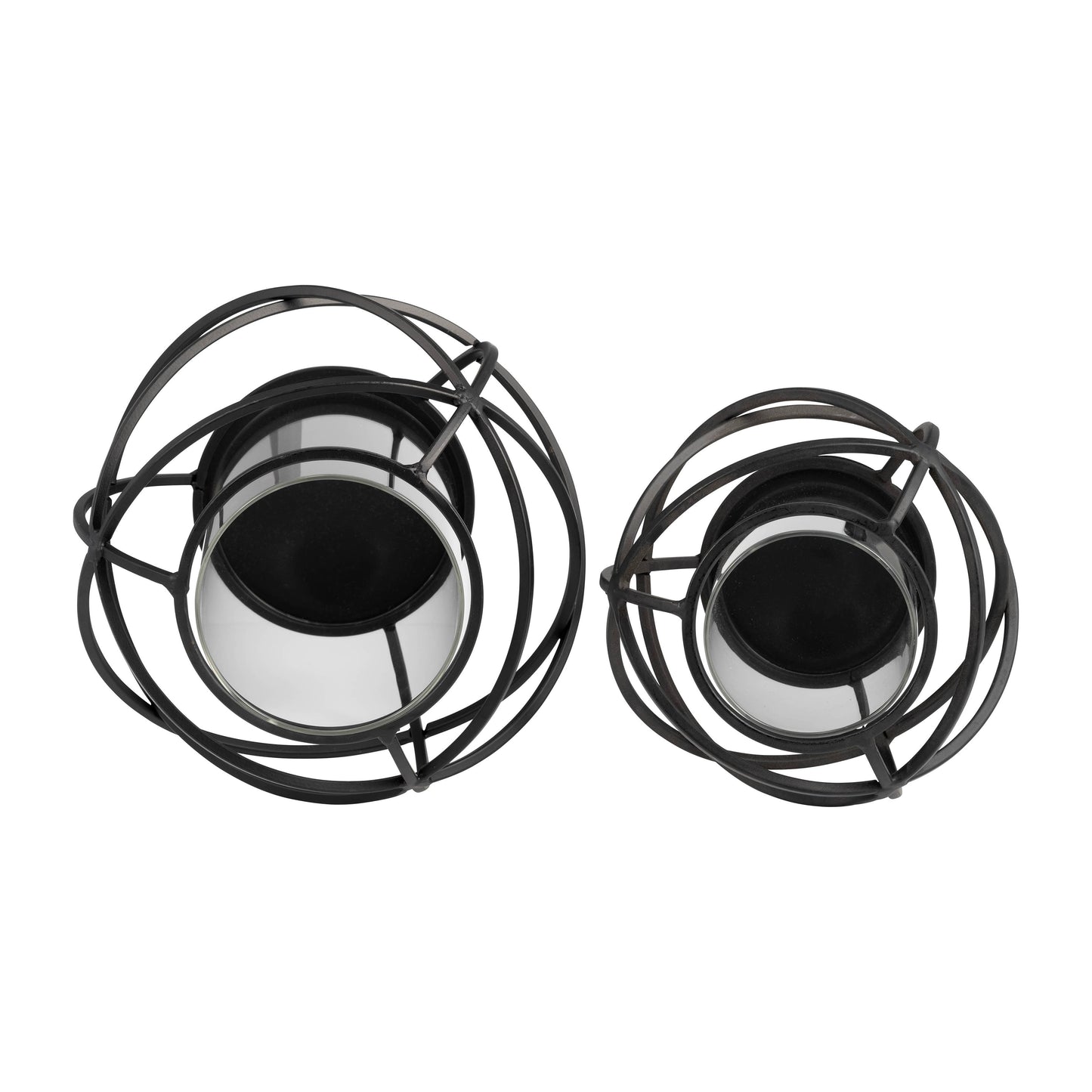 Rustic black metal swirl candle holders-set of 2