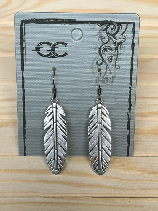 Navajo Silver Feather Earrings