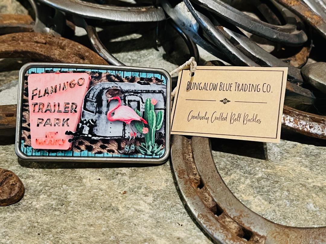 Vintage Flamingo Belt buckle