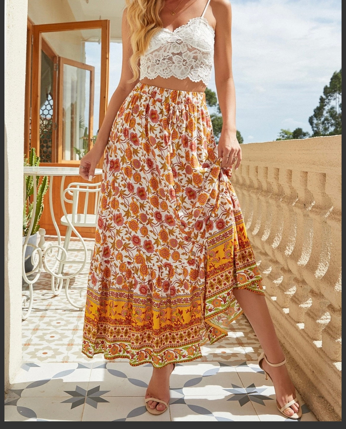 Gold Vintage Boho skirt