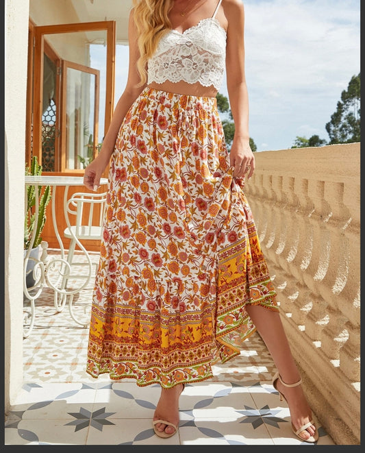 Gold Vintage Boho skirt