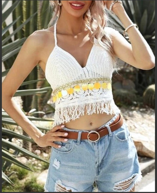Crochet Sequin Top