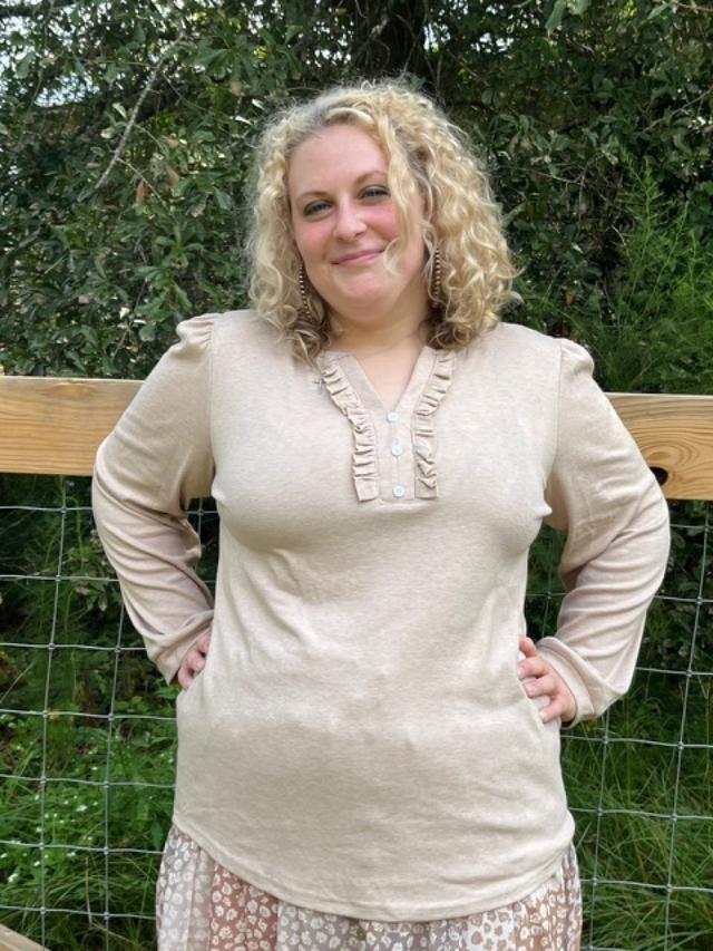 Long Sleeve ruffled Henley