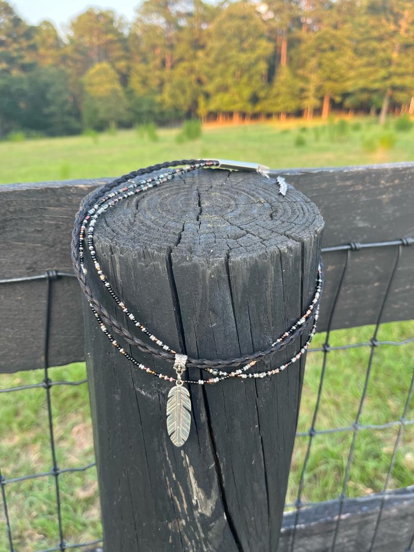Midnight Black Feather Necklace
