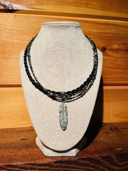 Midnight Black Feather Necklace