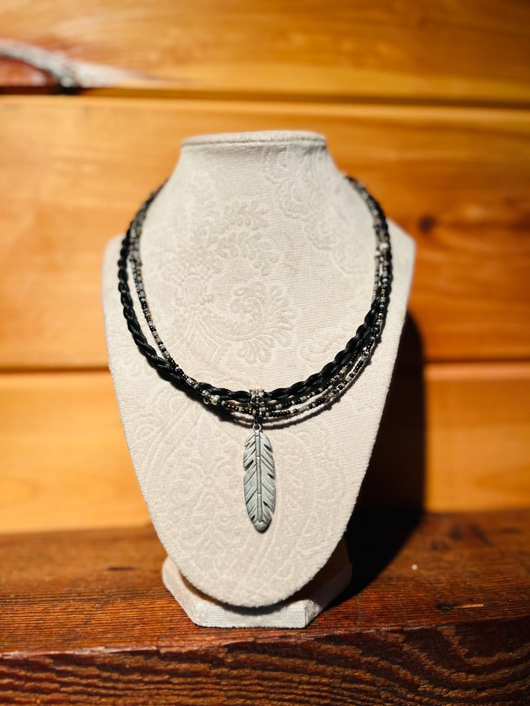 Midnight Black Feather Necklace